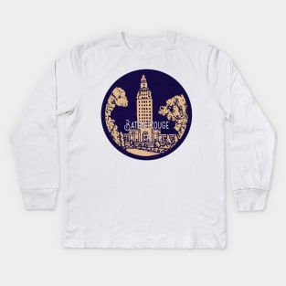 Baton Rouge Vintage Decal Kids Long Sleeve T-Shirt